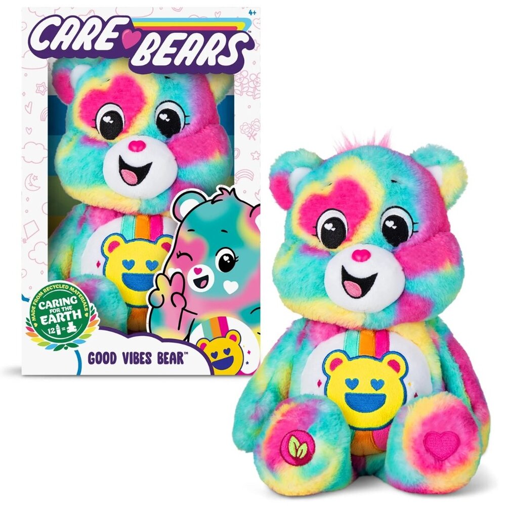 3/$55❤️Care Bears 11" Good Vibes Bear Plush Soft Toy Rainbow Tie-Dye Soft Cuddly
